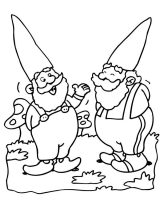 A coloring page of gnomes